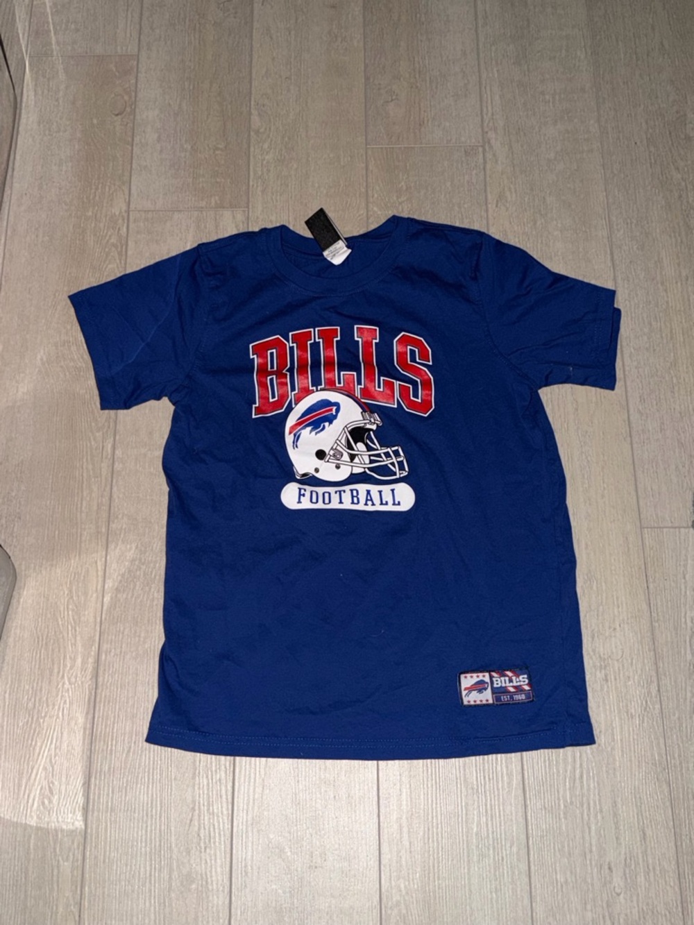 NFL Kids Blue Bills Football Tee with Red Logo